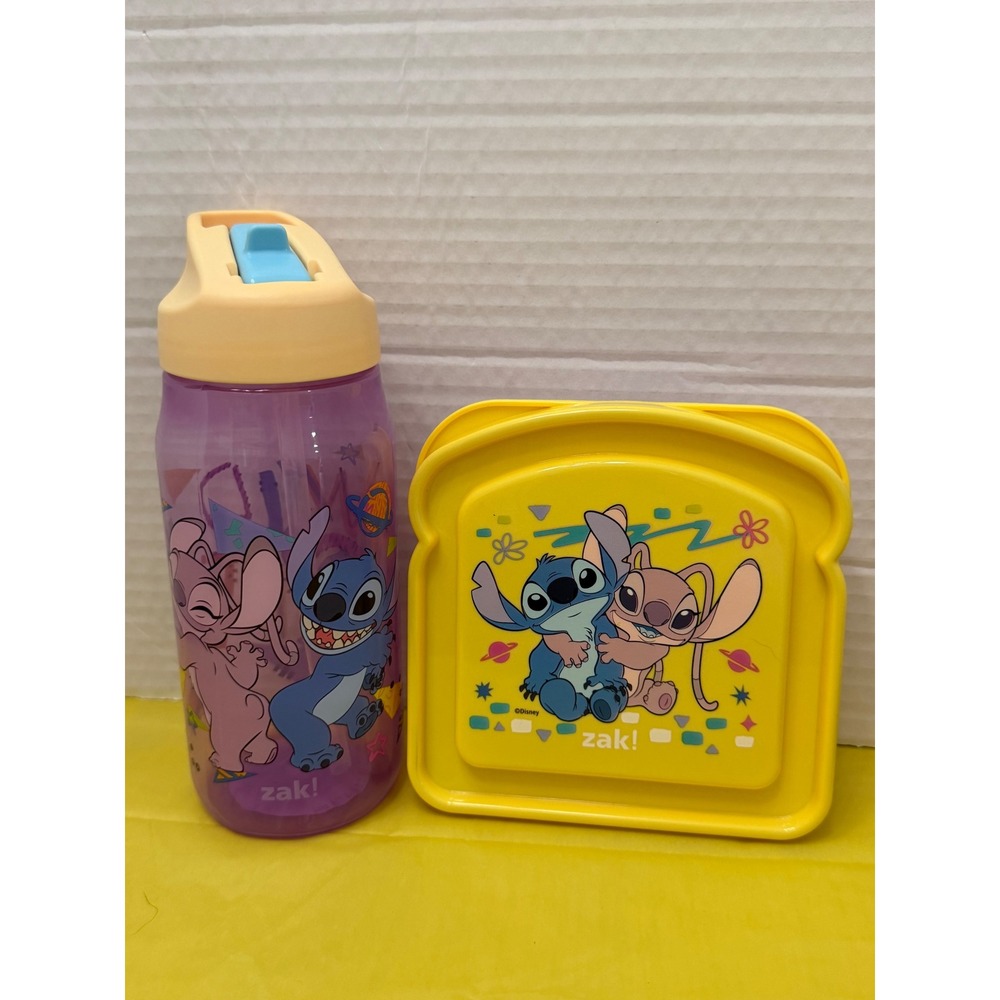 Zak Disney Lilo & Stitch Water Bottle and Sandwich Container Lunch Snack Set